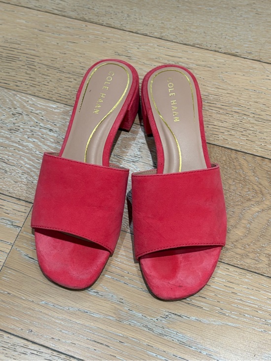 Cole Haan Shoes - Cole Haan Red Suede Open-Toe Slide Heels